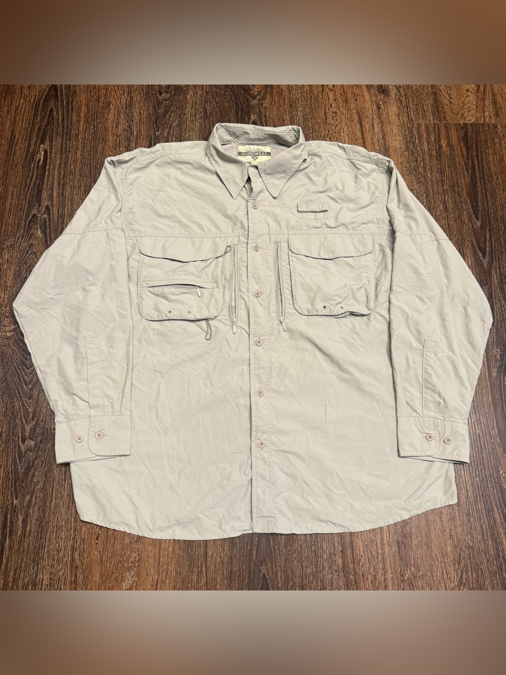 Cabelas Guidewear GXII 40 UPF Fishing Shirt Mens XL Gray Utility Vented Fishing